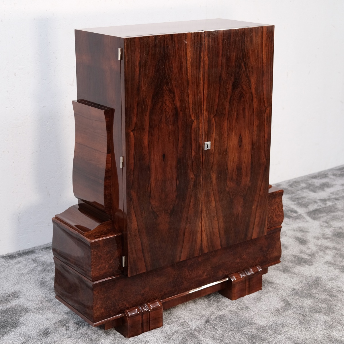 Bookcase, Ash And Thuja Wood, Hand-polished Art Deco Lacquer, Period Piece, France, Circa-photo-2