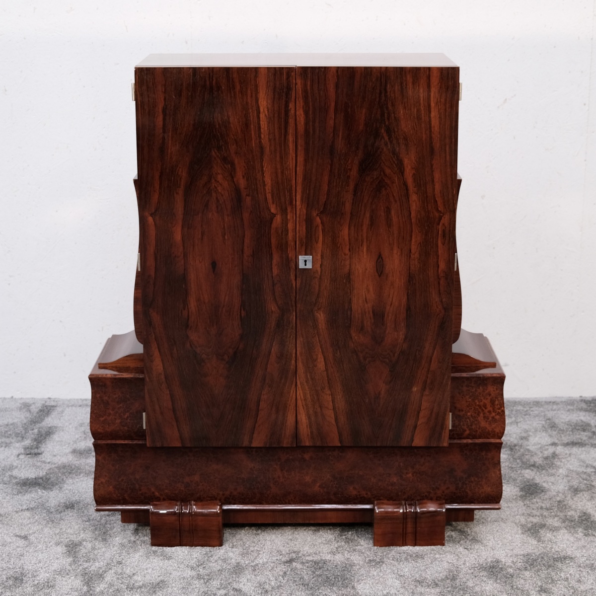 Bookcase, Ash And Thuja Wood, Hand-polished Art Deco Lacquer, Period Piece, France, Circa