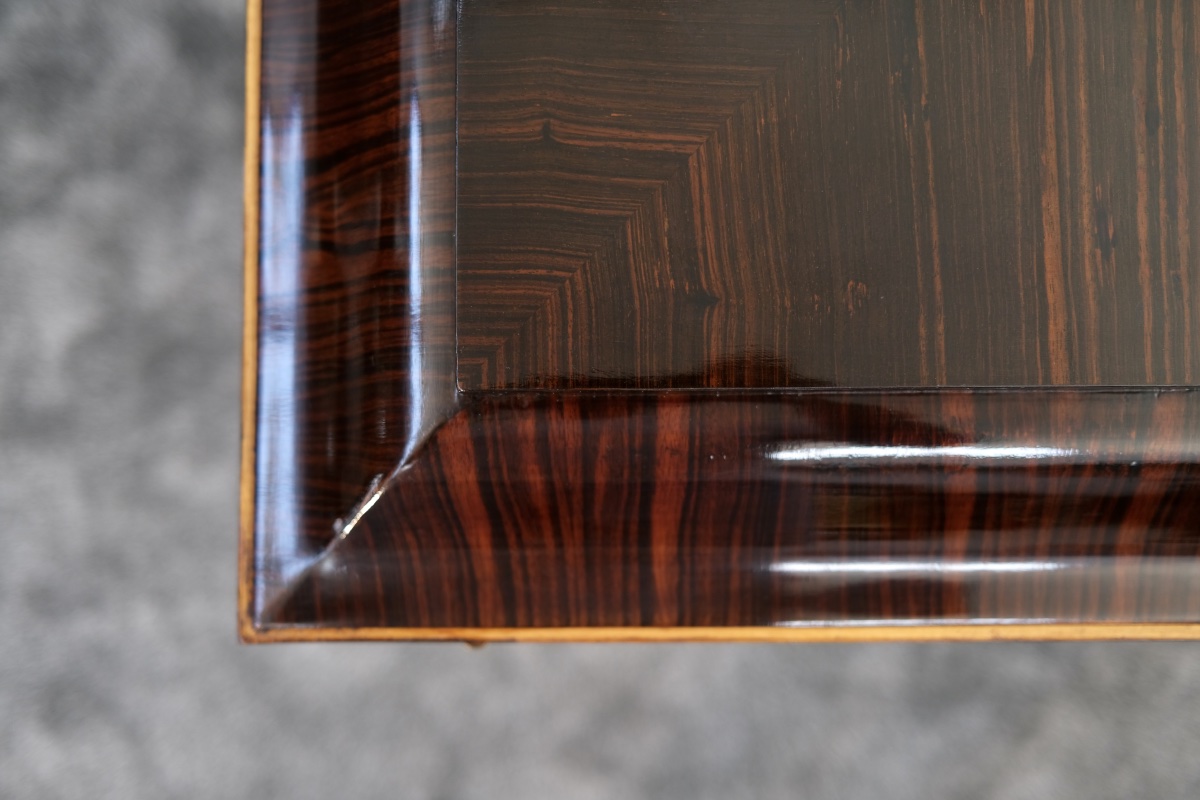 Élégante commode à deux portes en bois de Macassar ornée d'un décor géométrique-photo-5