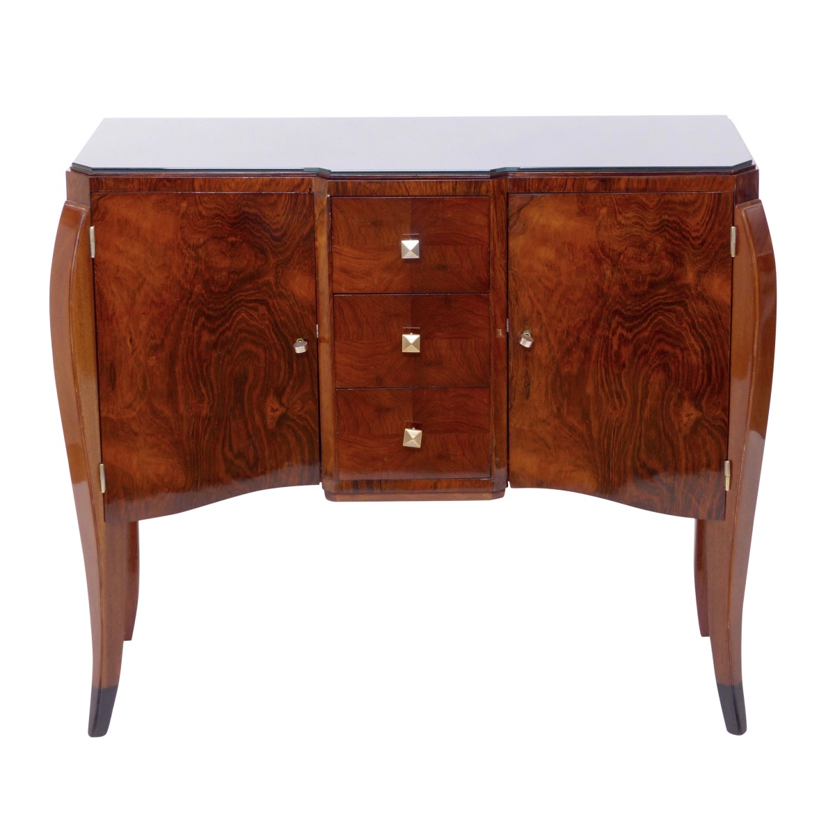 Elegant Art Deco Chest Of Drawers, With 3 Drawers And 2 Doors 