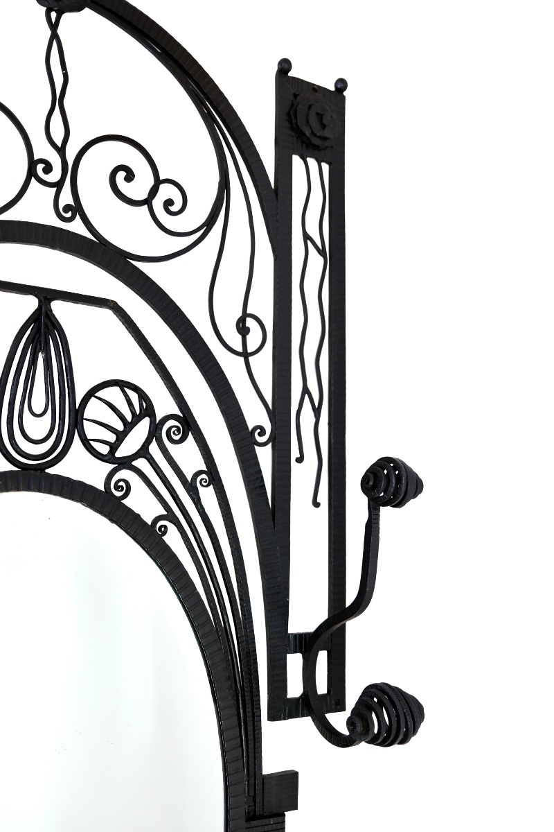 Three-piece Entryway Set Consisting Of A Mirror And A Half-moon Console Table In M-photo-2