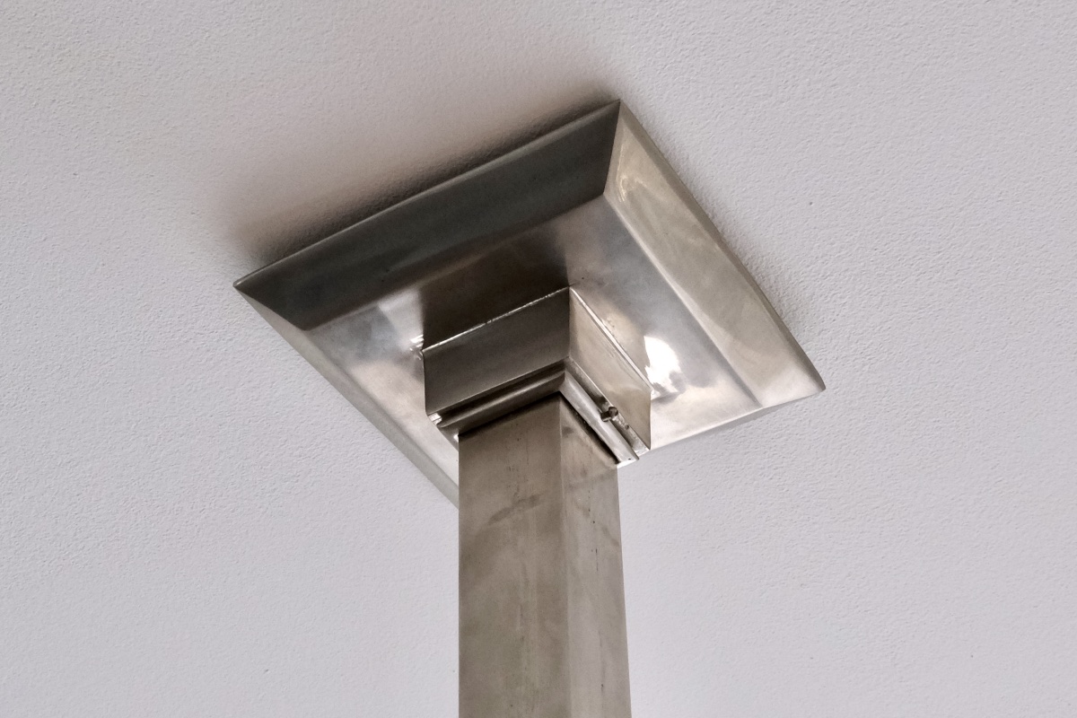 Ceiling Light With Large Glass Shade; Brass Frame With Original Nickel Plating-photo-1