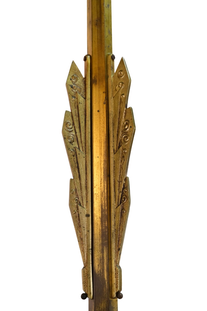 Ceiling Light: Bronze Frame With Original Patina; Opalescent Glass Shades -photo-4
