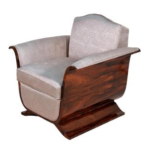 Elegant Art Deco Armchair With Curved Armrests, Unique Piece