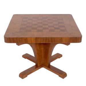 Straw Marquetry Games Table In The Style Of Jean Michel Frank