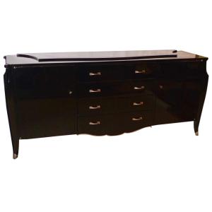 Art Deco Buffet laqué noir avec tiroirs