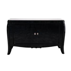 Art Deco Two-door Sideboard, High-gloss Black Lacquer