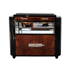 Small Sideboard With Open Shelf Compartment And Mirror, Nickel-plated Fittings