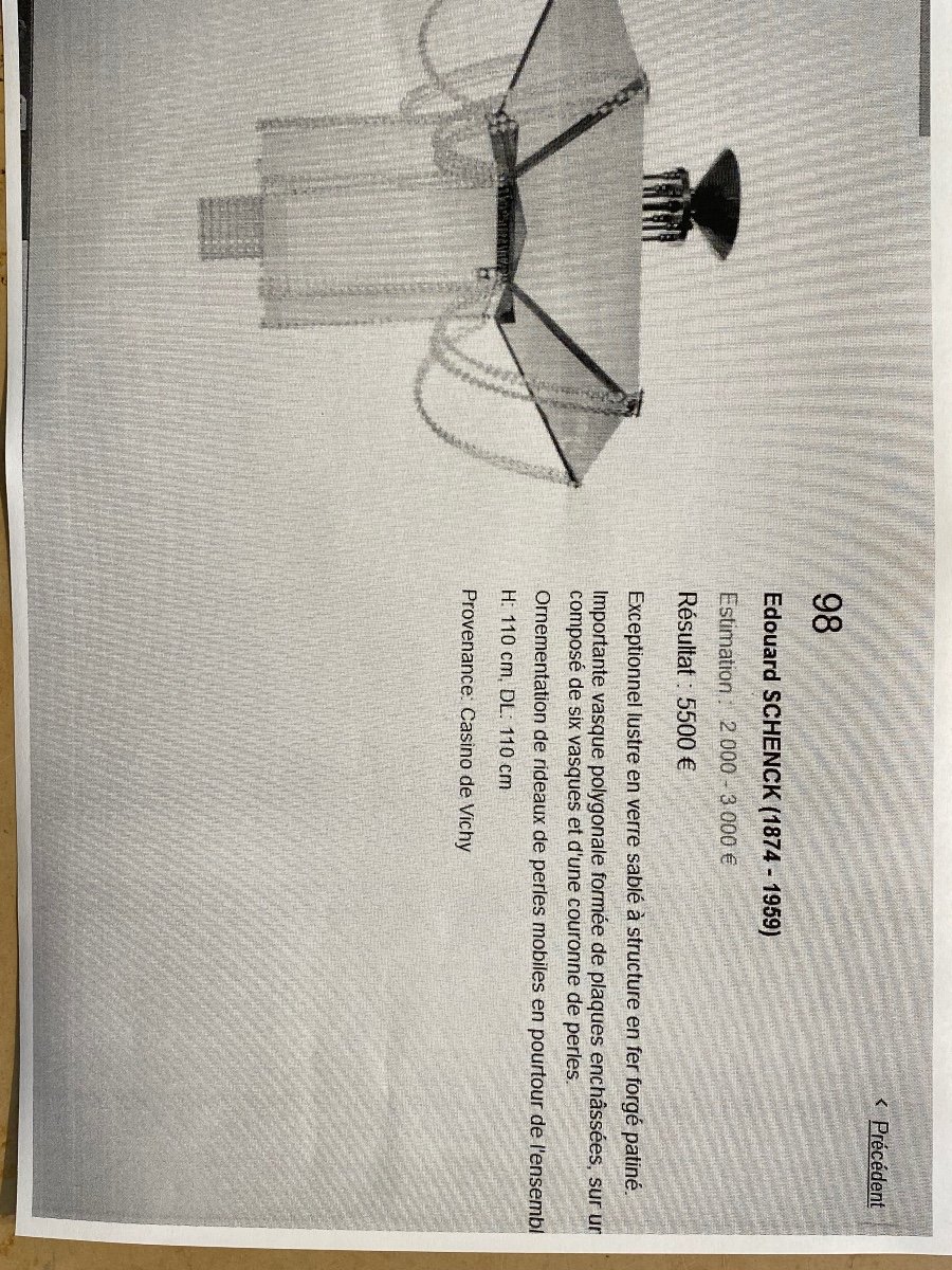 Chandelier  By Edouard Schenk - Art Deco 1930-photo-3