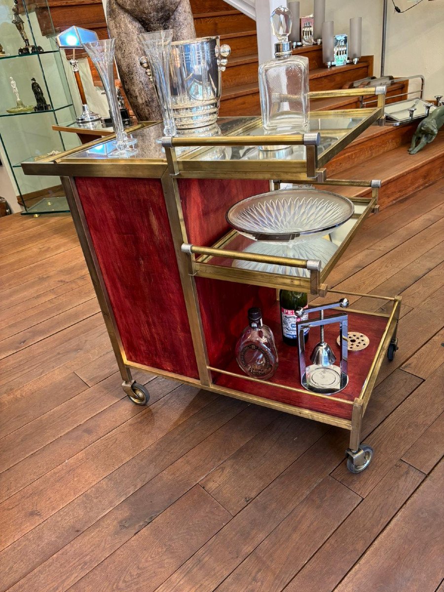 Jacques Adnet Art Deco Rolling Bar Around 1930