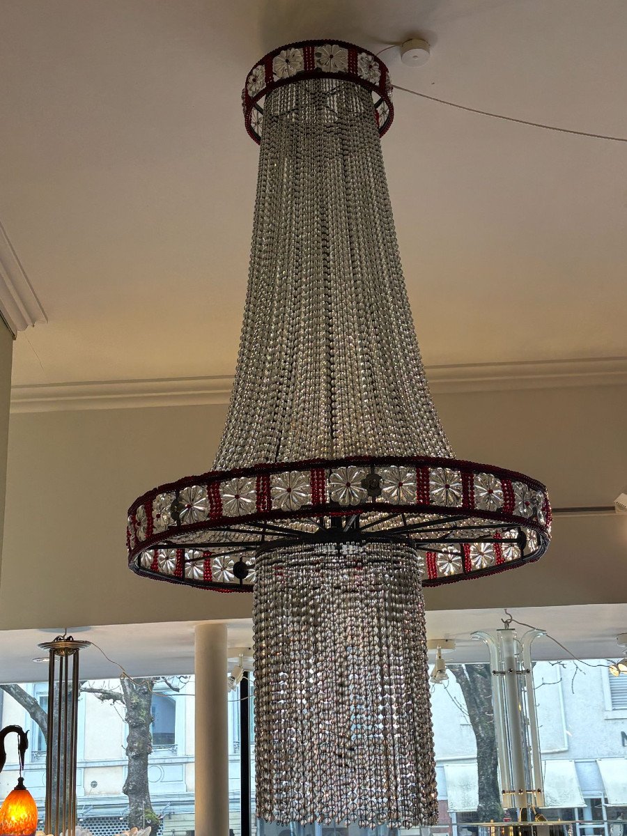 Art Deco Crystal Chandelier, France Circa 1930-photo-3