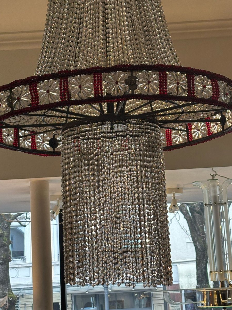 Art Deco Crystal Chandelier, France Circa 1930-photo-4