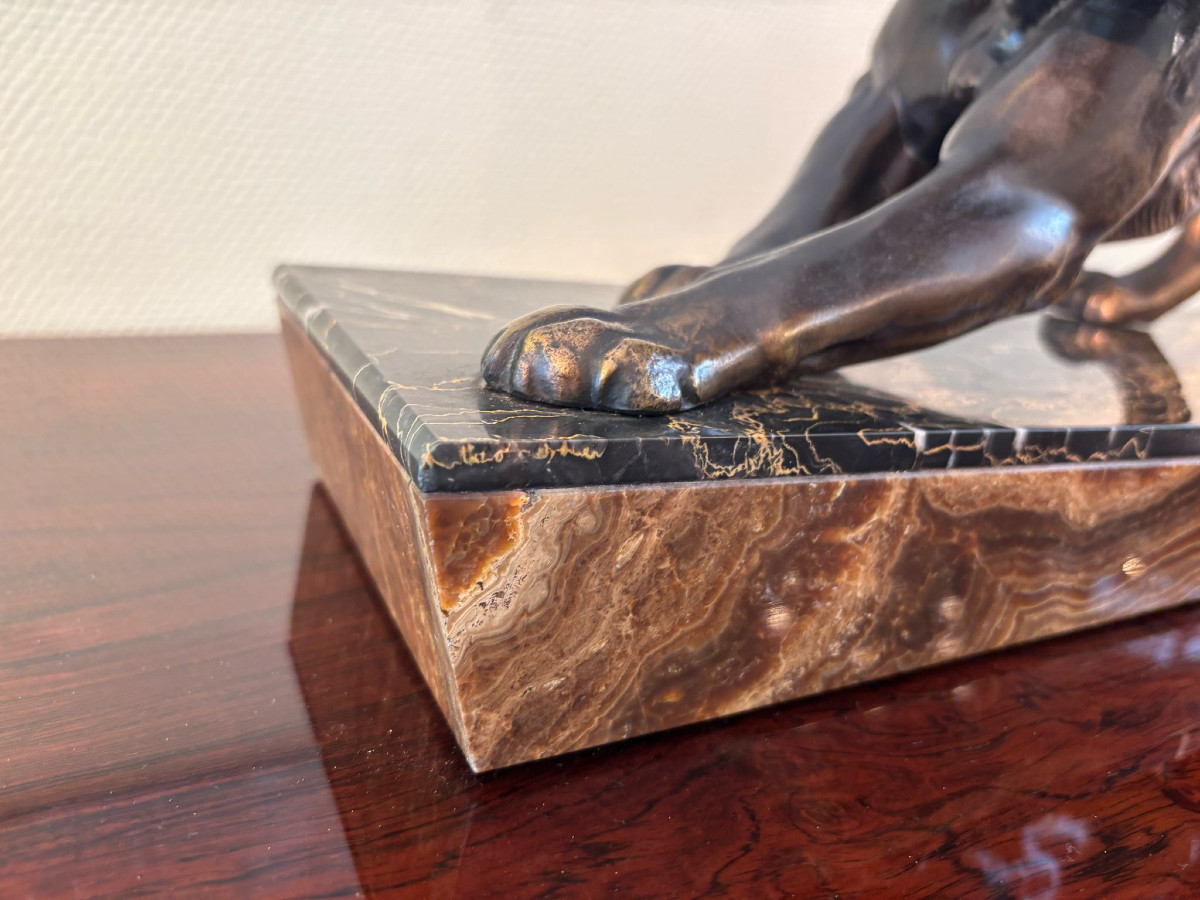 Bronze Panther Signed "plagnet", Art Deco, France Circa 1930-photo-4