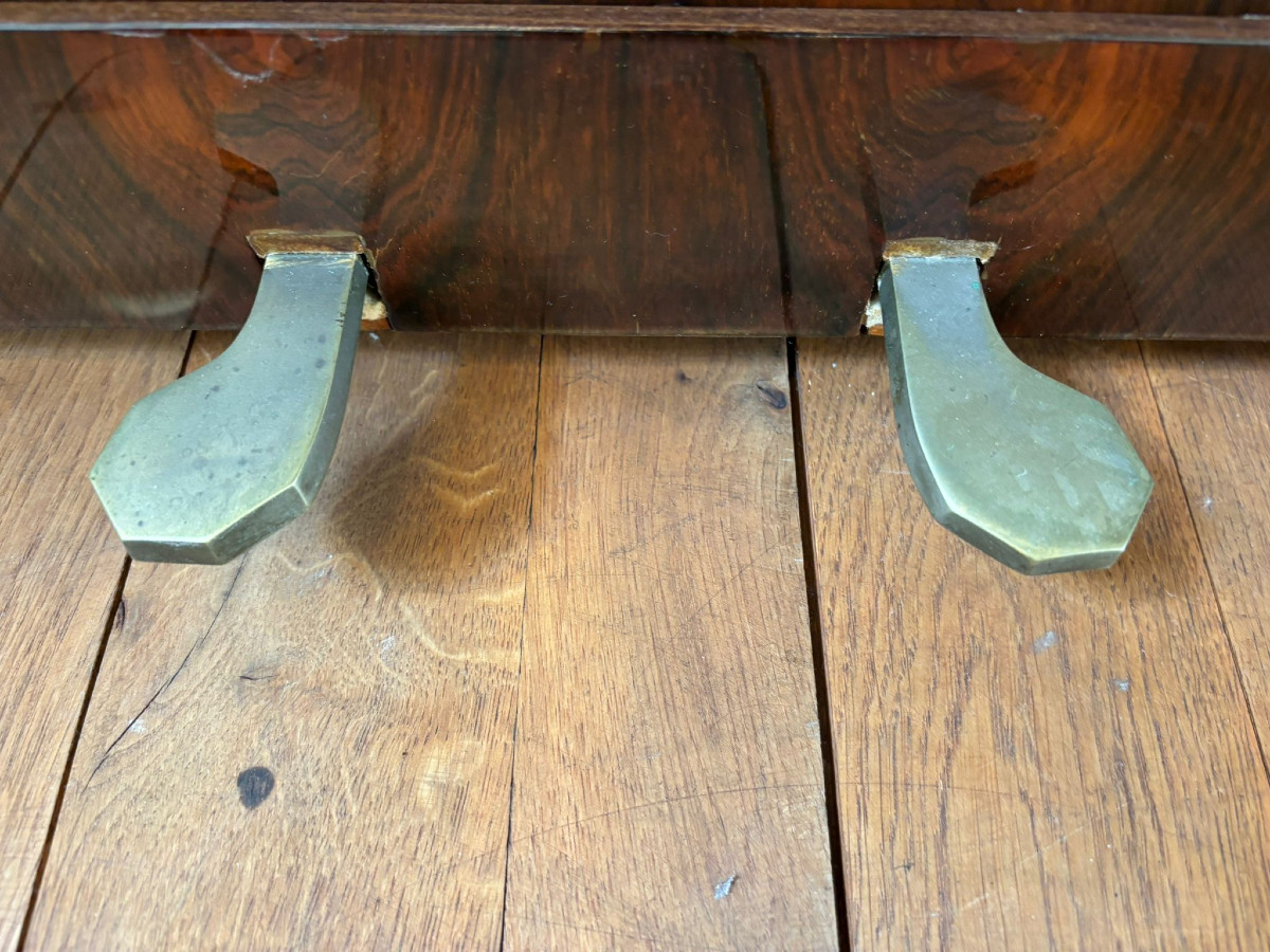 Piano Art Déco vers 1930 et son tabouret, placage de noyer-photo-4