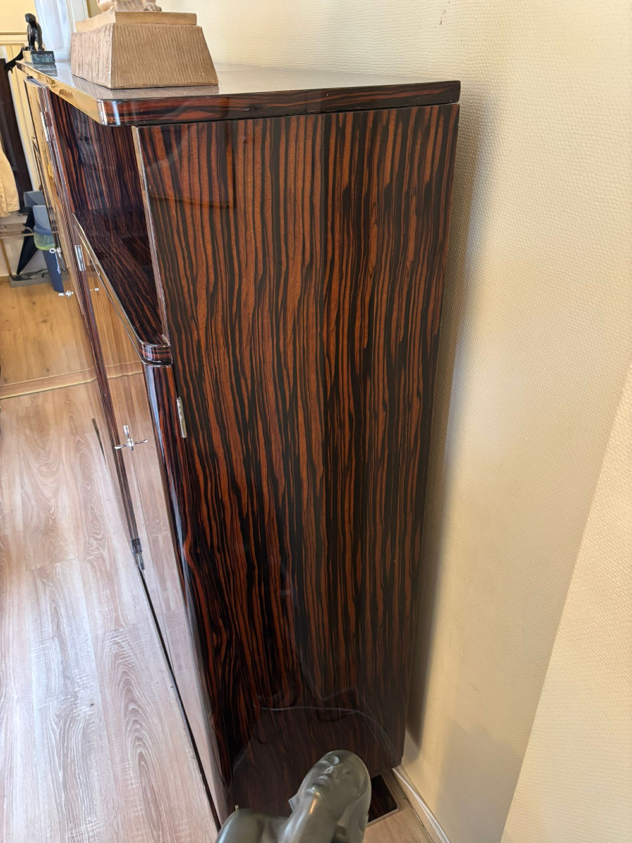Art Deco Desk Cabinet Circa 1930, Macassar Ebony-photo-2