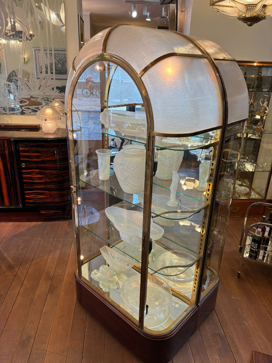 Art Deco Display Case Circa 1930, Glass And Bronze-photo-2