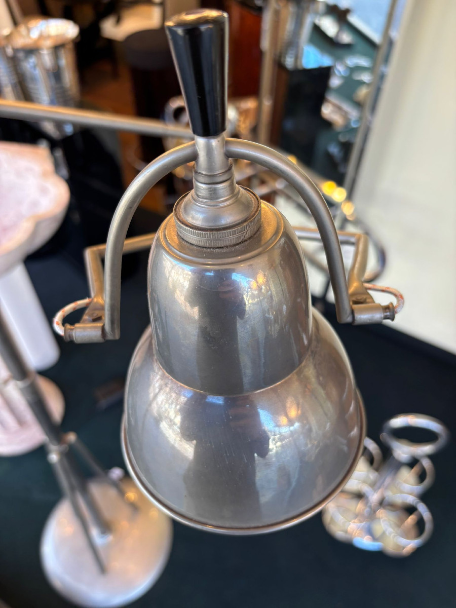 Lampadaire Buquet vers 1930, métal nickelé, Art Déco-photo-1