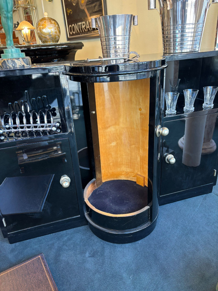 Meuble bar Art Déco vers 1930, laque piano-photo-4
