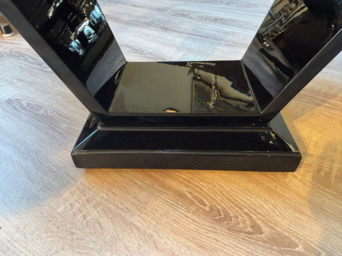 Table basse Art Déco, placage de noyer et laque piano-photo-3