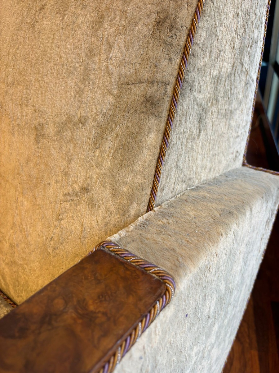 Paire de fauteuils Art Déco vers 1930 velours et ronce de noyer-photo-3