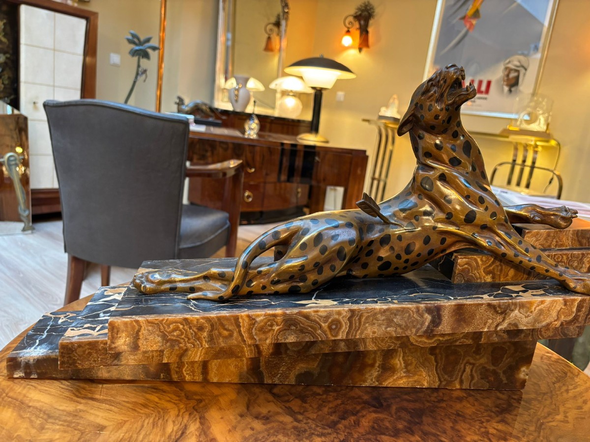 Panthère en bronze Art Déco signée G. Daverny-photo-3