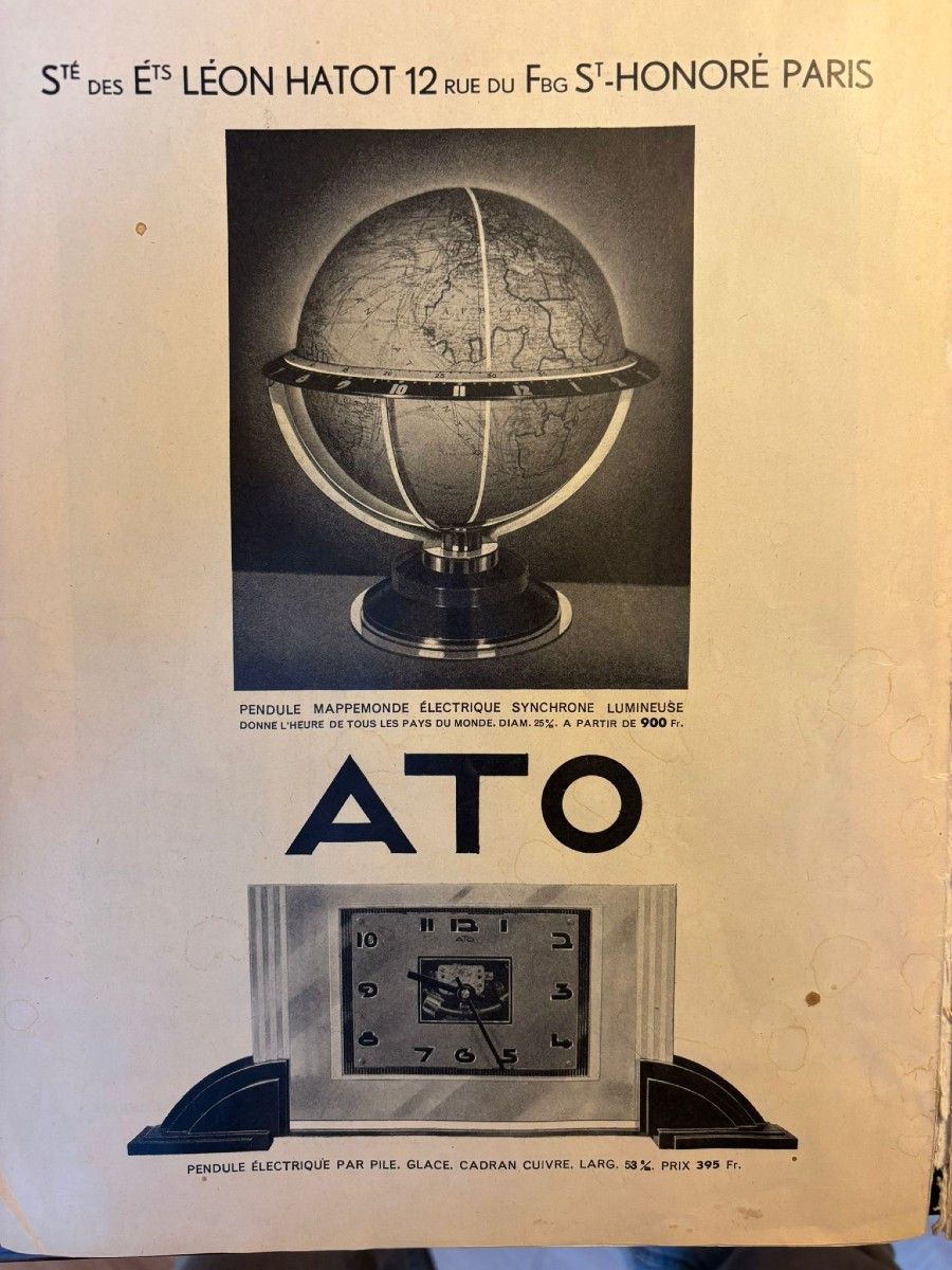 Pendule mappemonde électrique ATO, Art Déco-photo-2