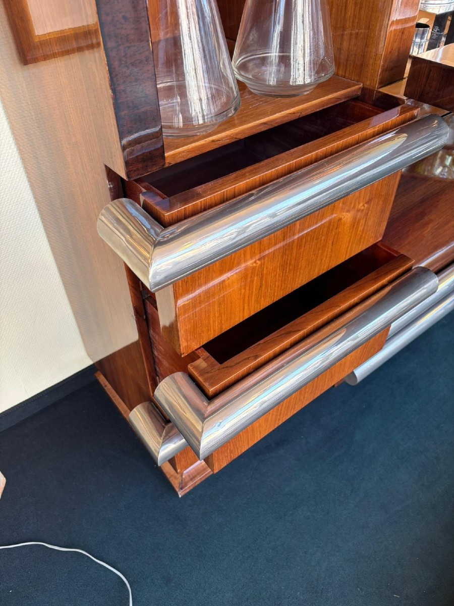 Meuble bar Art Déco palissandre verni au tampon-photo-4