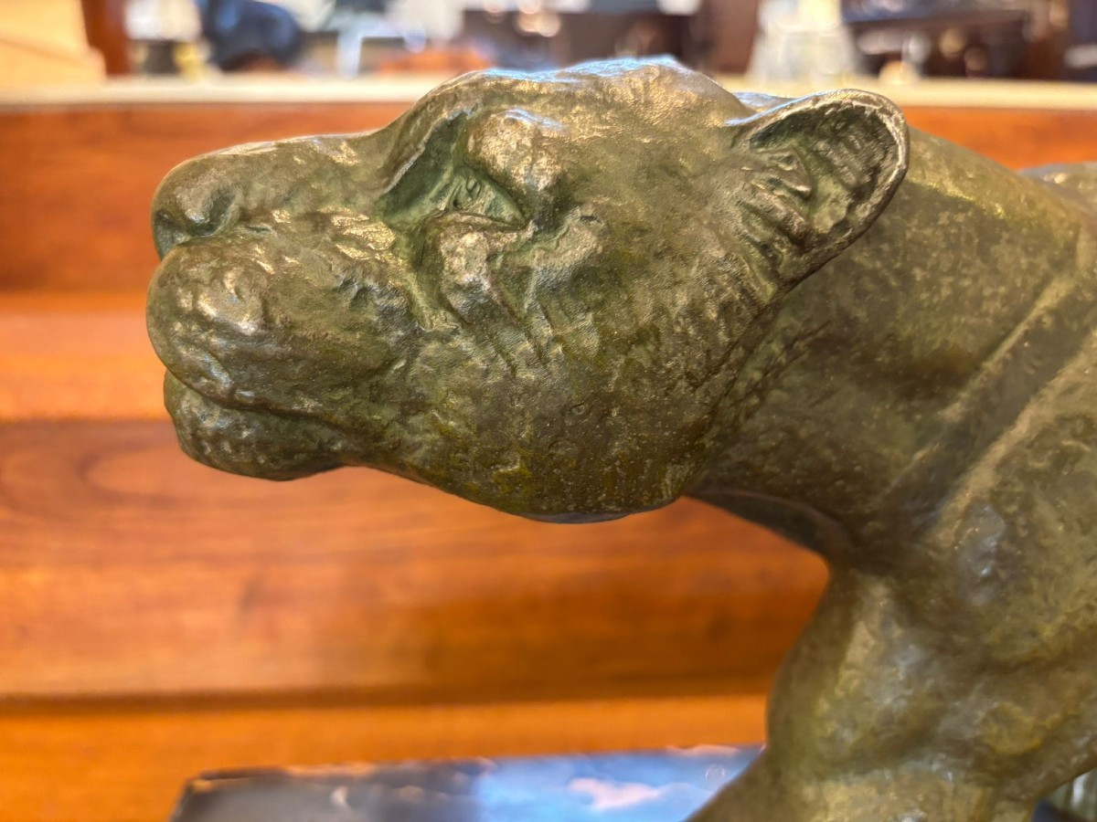 Panthère en bronze signée D.H. Chiparus,  Art Déco-photo-4