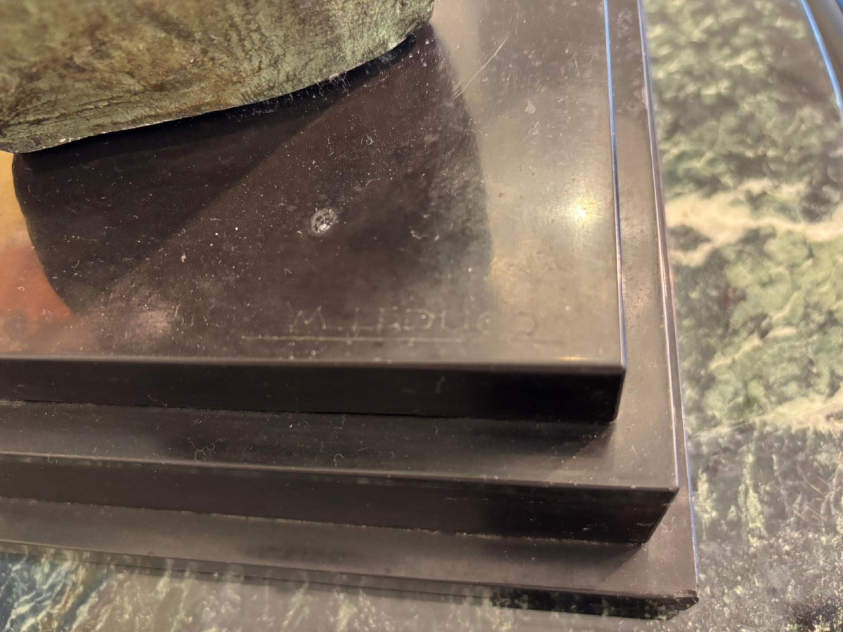 Sculpture Art Déco deux têtes de panthères signée M. Leducq-photo-4