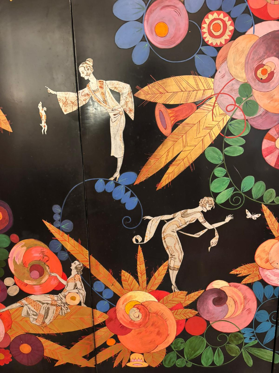Richly Decorated Art Deco Lacquered Panels Circa 1930-photo-4