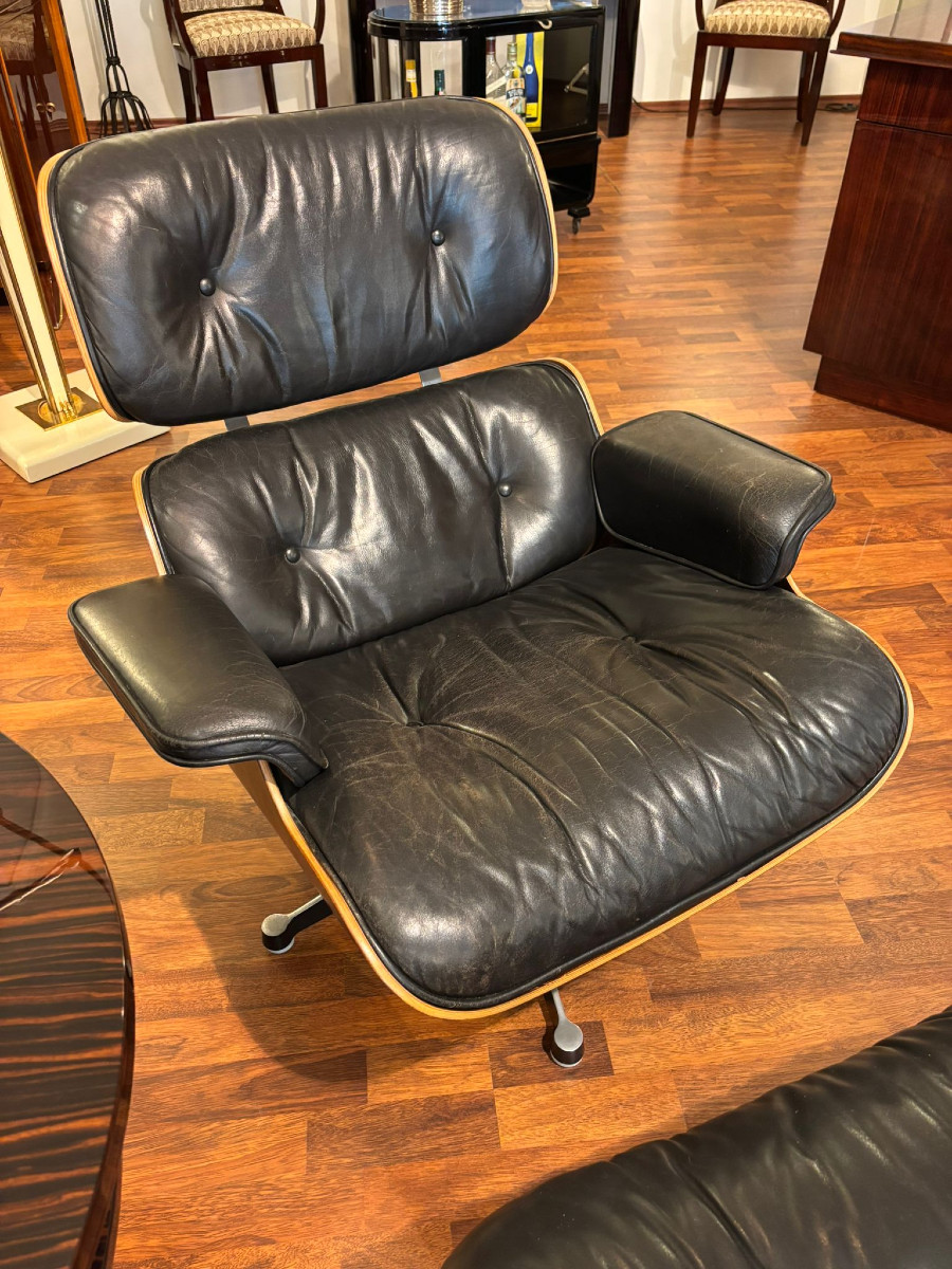 Fauteuil et tabouret Eames lounge chair vers 1970-photo-3