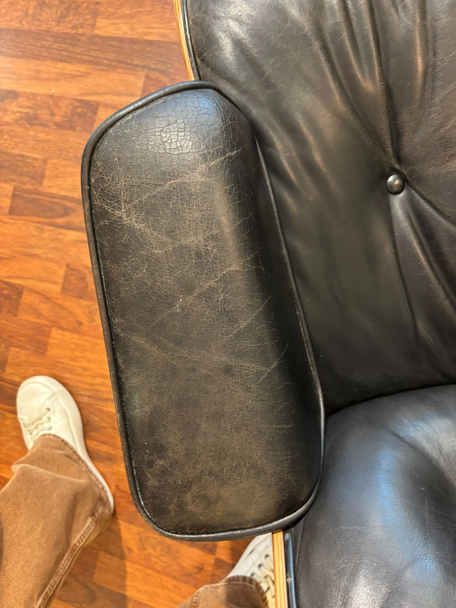 Fauteuil et tabouret Eames lounge chair vers 1970-photo-3