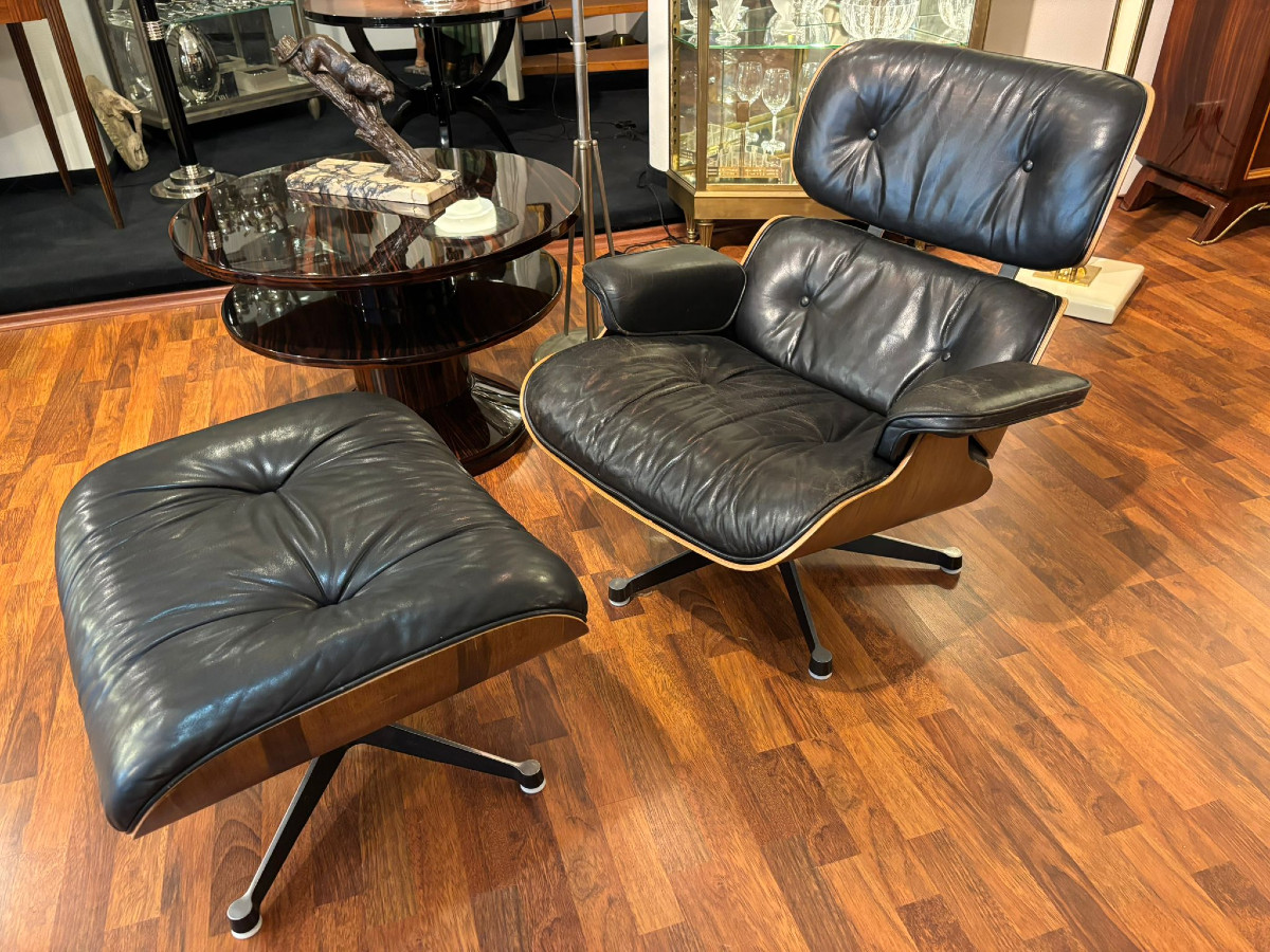 Fauteuil et tabouret Eames lounge chair vers 1970