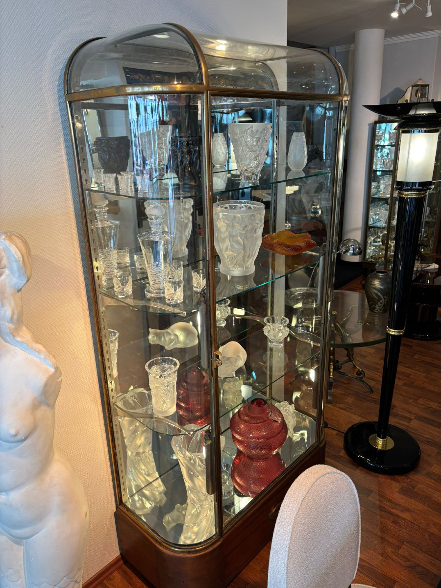 Vitrine Siegel Paris, Art Déco vers 1920 Bronze et verre-photo-1