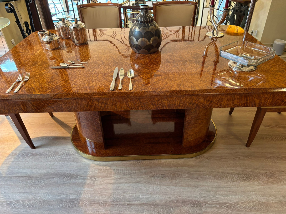 Art Deco Dining Set Circa 1925, Burr Amboyna-photo-2