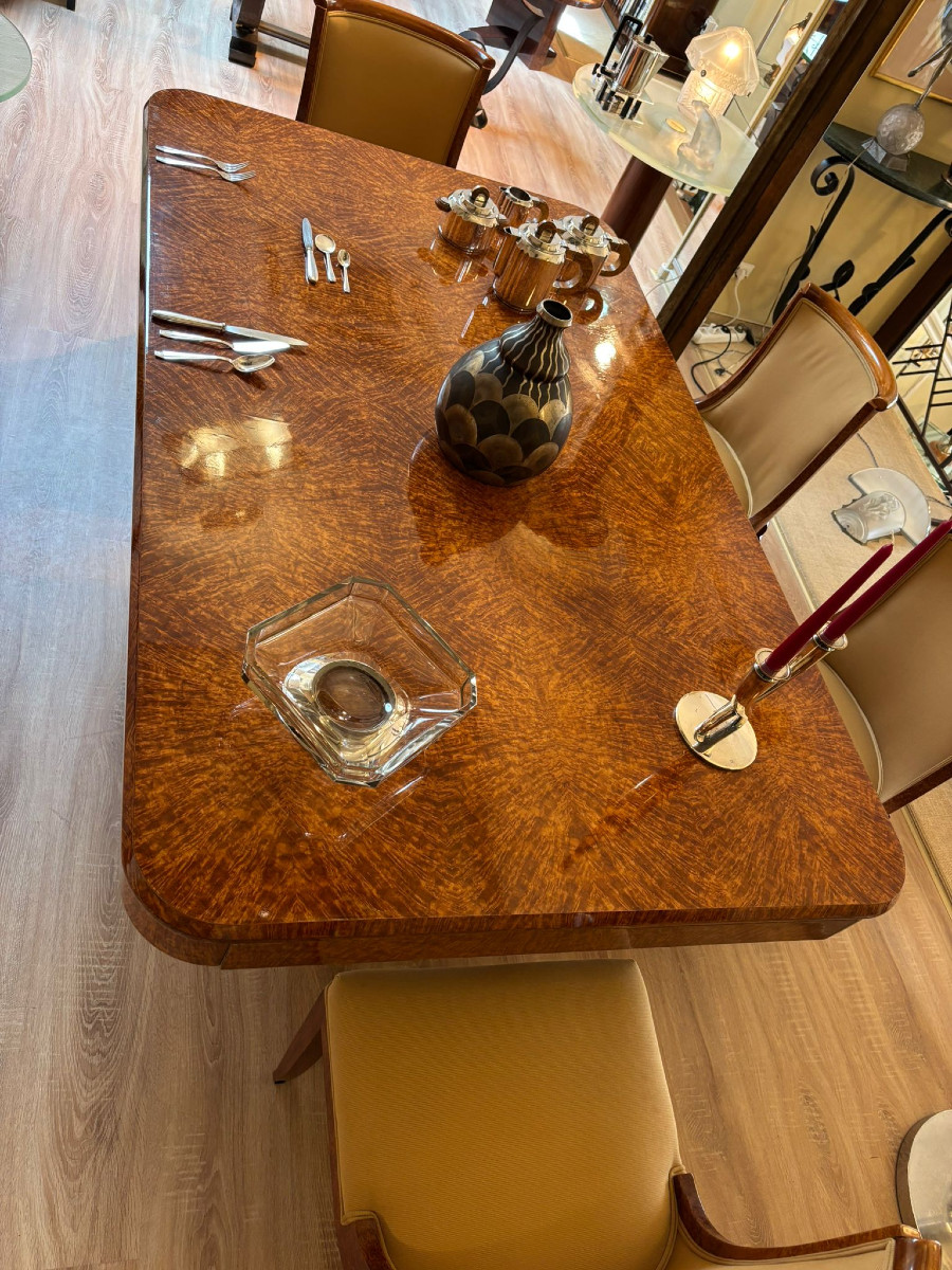 Art Deco Dining Set Circa 1925, Burr Amboyna-photo-1