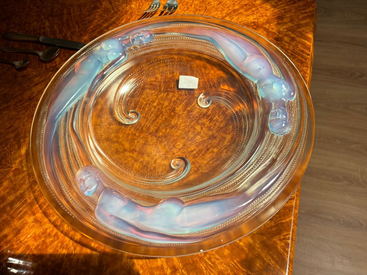 Opalescent Glass Bowl By Verlys With Naiads Art Deco Around 1925-photo-2