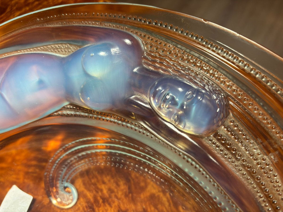 Opalescent Glass Bowl By Verlys With Naiads Art Deco Around 1925-photo-3