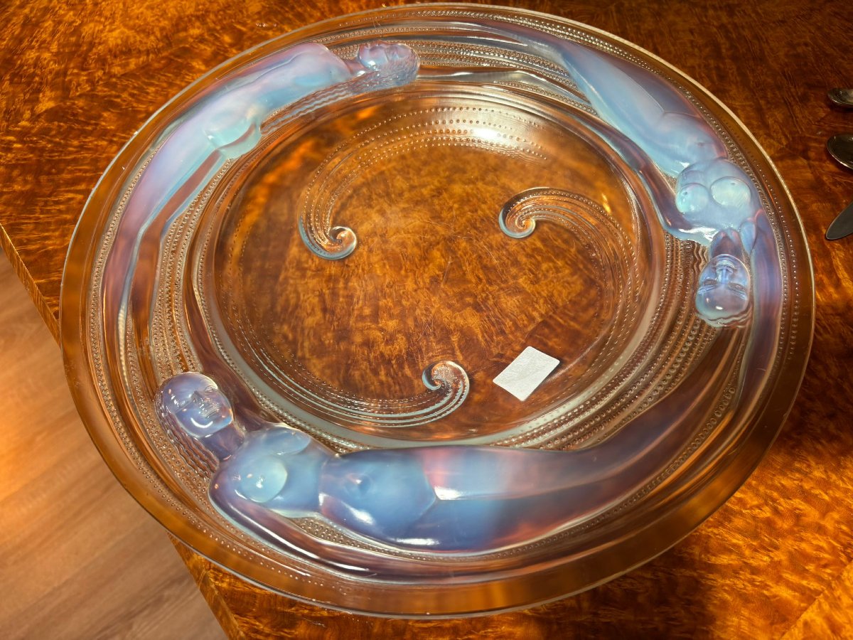 Opalescent Glass Bowl By Verlys With Naiads Art Deco Around 1925