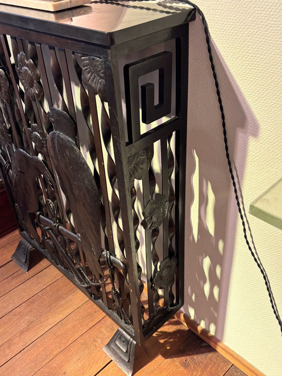 Art Deco Radiator Cover, Circa 1925, Made Of Wrought Iron-photo-2