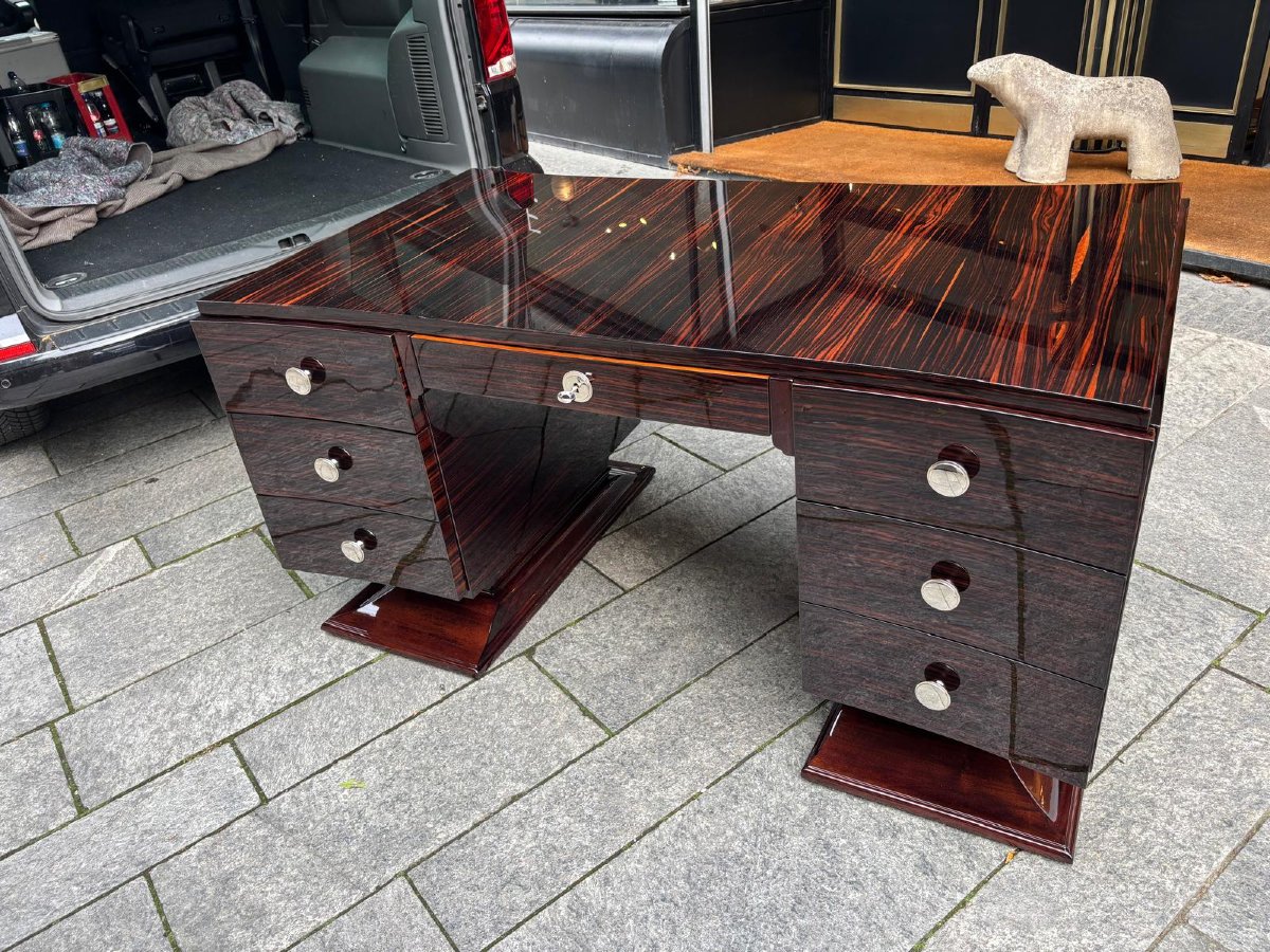 Art Deco Desk, Circa 1925, Macassar Ebony-photo-2