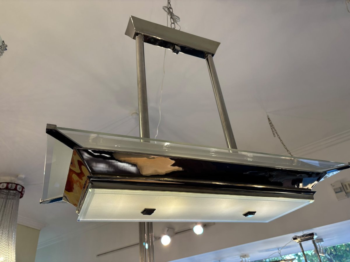 Rectangular Art Deco Chandelier By Jakko, Lyon, Circa 1930
