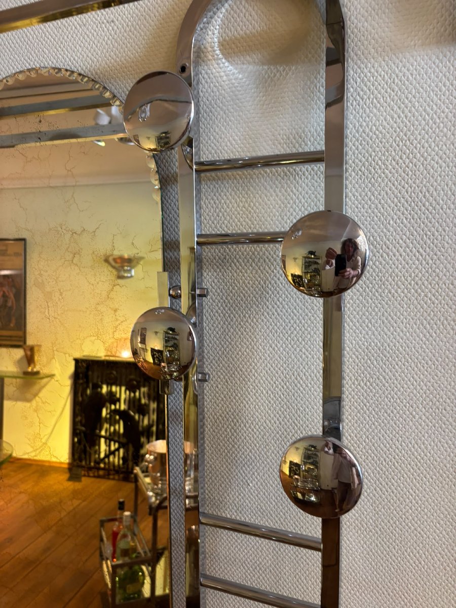 Porte-manteau Art Déco vers 1930 en métal chromé-photo-3