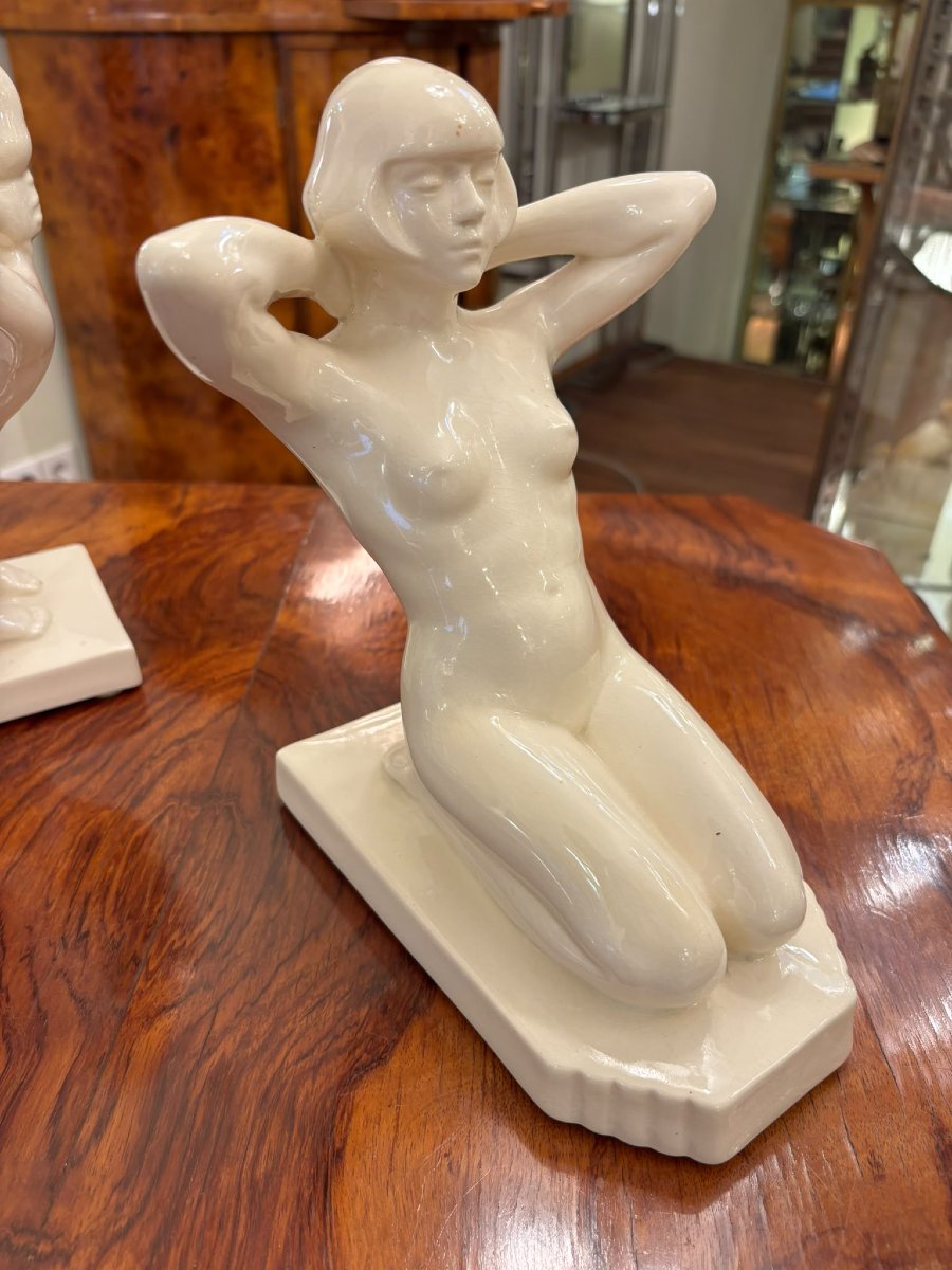 Pair Of Art Deco Ceramic Bookends, Circa 1930
