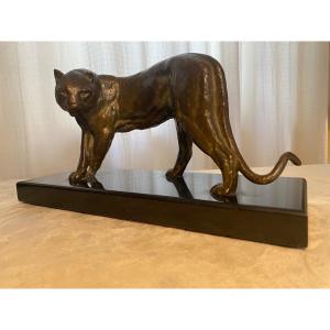 Bronze Panther Signed Rochart- Art Deco