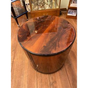 Art Deco Pedestal Table Circa 1925 Burl Mahogany