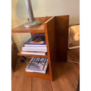 Pair Of Bedside Tables, Mahogany And Amboyna Burl Veneerart Deco Circa 1930