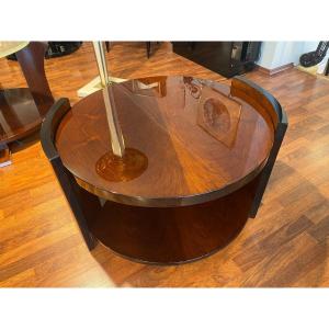 Circular Art Deco Coffee Table Circa 1930, Walnut Burl