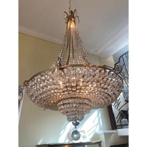 Magnificent Baccarat Chandelier, Model By Leleu, Art Deco Circa 1930