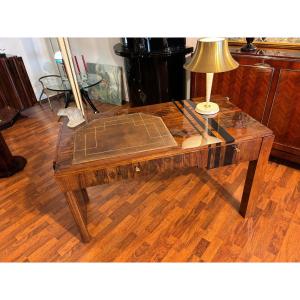 Bureau Art Déco asymétrique avec deux tiroirs